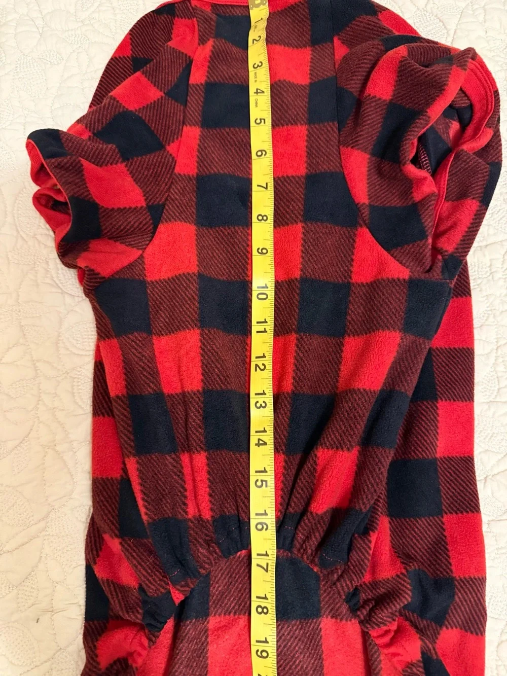 Dog Pajamas One-Piece XL Red & Black Plaid Warm Polyester Spandex